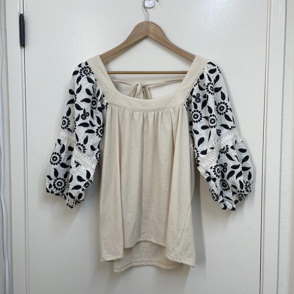 Womens Gimmiks Embroidered Top‎ Size Small Balloon Sleeve Boho Fairy